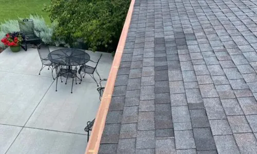 Roof edge and gutter seen from above