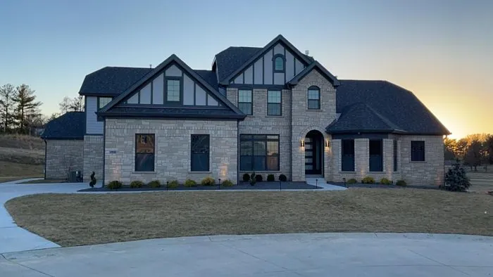 St. Louis area home with seamless gutters and downspouts